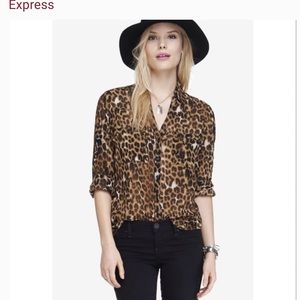 Express leopard print blouse XS.